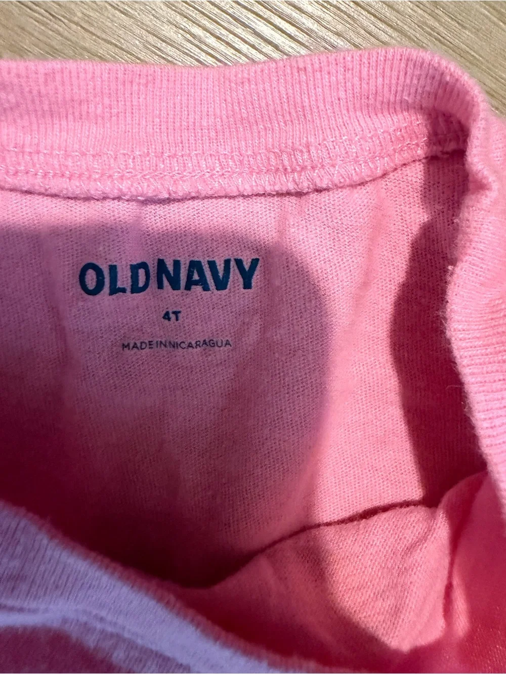 Old Navy Pink Tee with Brown & Yellow Butterfly Graphic